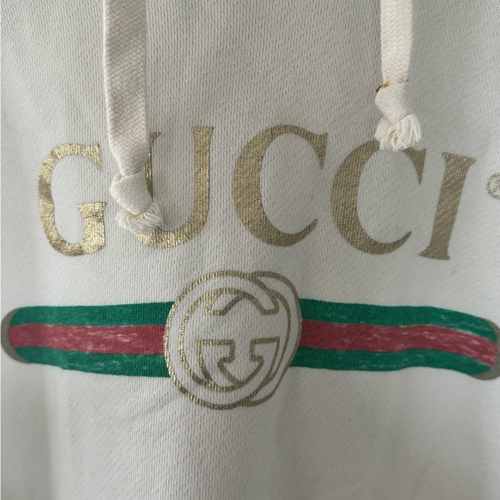 Gucci White and Gold Bag with Iconic GG Logo